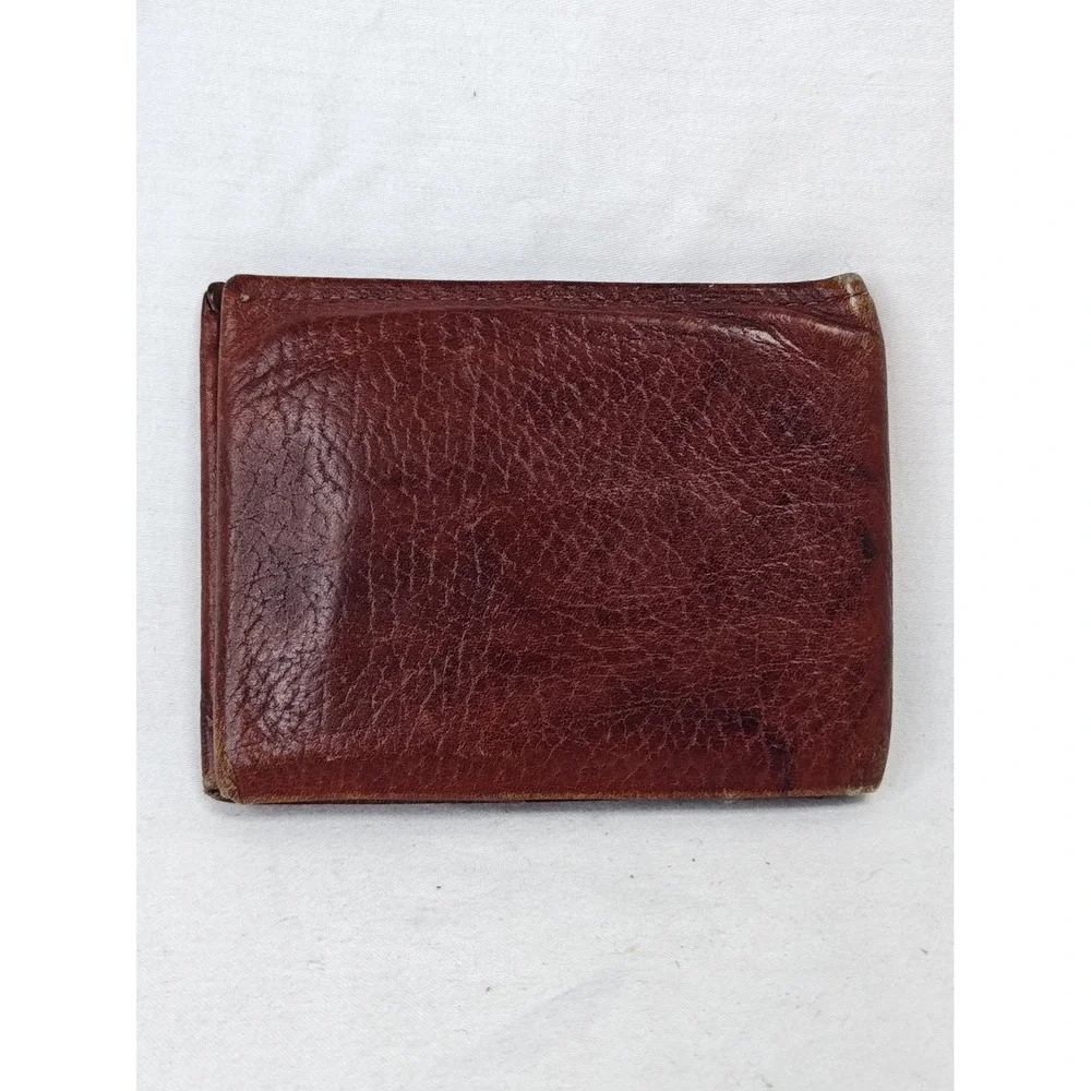 Vintage 80's Amity Brown Cowhide Leather Men's Bi-fold Billfold Wallet Money!